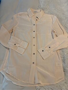 Stelen Women’s 100% Silk Long Sleeve Button Up Pale Pink Size Small